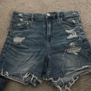 American Eagle Outfitters Blue Distressed Jean Shorts